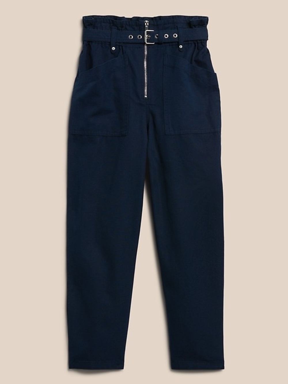 Banana Republic Belted PaperBag PANTS 12 Navy Women’s Paper Bag